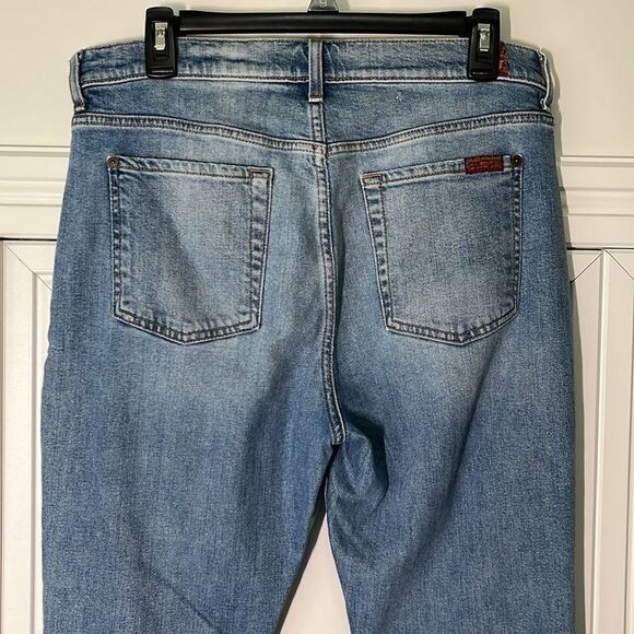 7 For All Mankind High Waist Josefina Distressed Raw Hem Boyfriend Jeans Size 29 - Picture 4 of 7